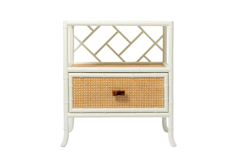 Stylish white side table with drawer