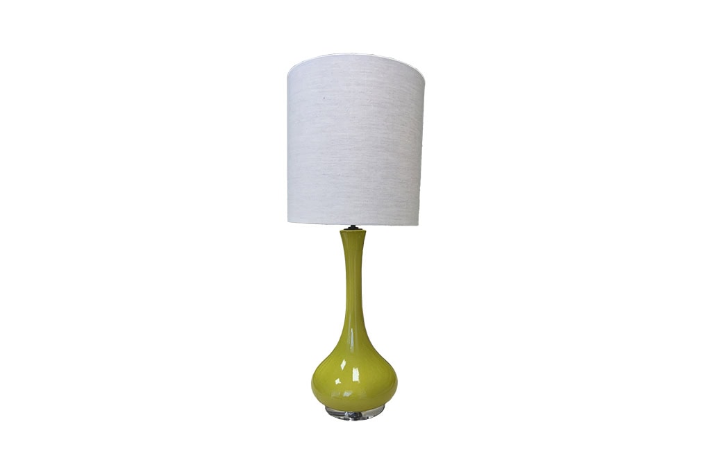 Bright yellow lamp with white shade