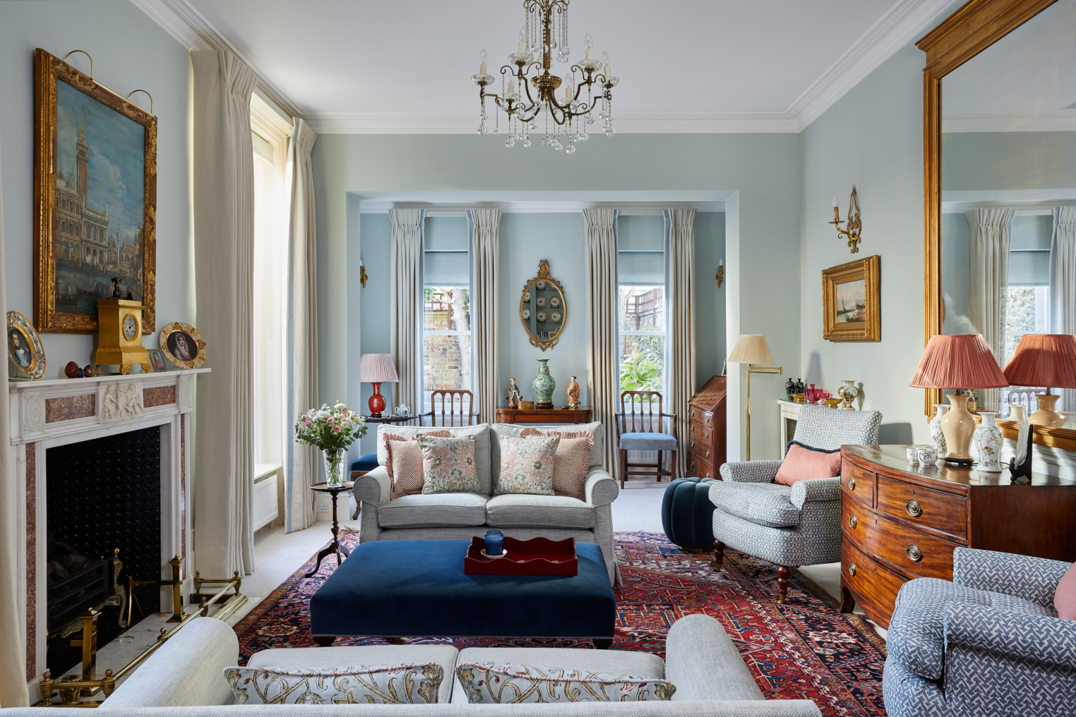 Country House drawing room interior design by Fiona Campbell Interior Design, London